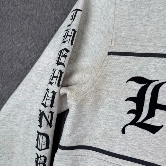 The Hundreds Logo Sweatshirt Mens Large Gray Distressed Spell Out Streetwear Y2K - Picture 3 of 9
